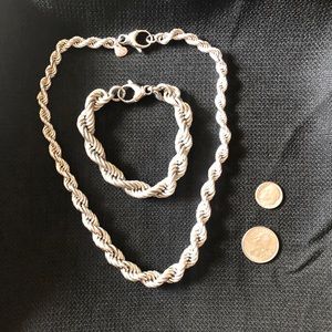 Textured Rope Necklace & Bracelet Set from Italy